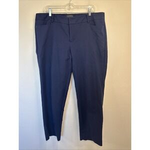Eloquii Women's Navy Dress Pants Plus Size 14G Thick Stretchy Waistband Tapered